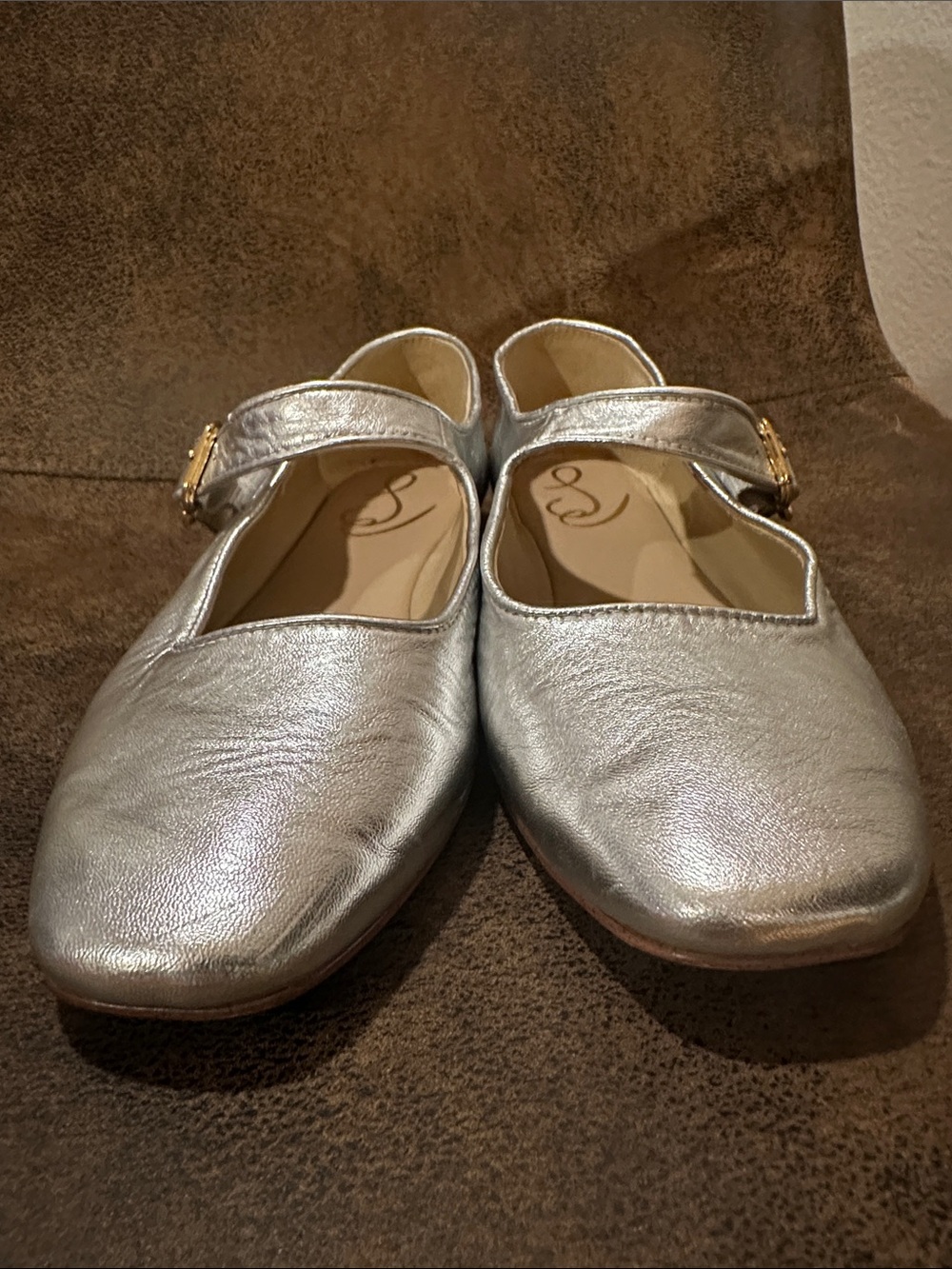 Sam Edelman Silver Metallic Mary Jane Flats
